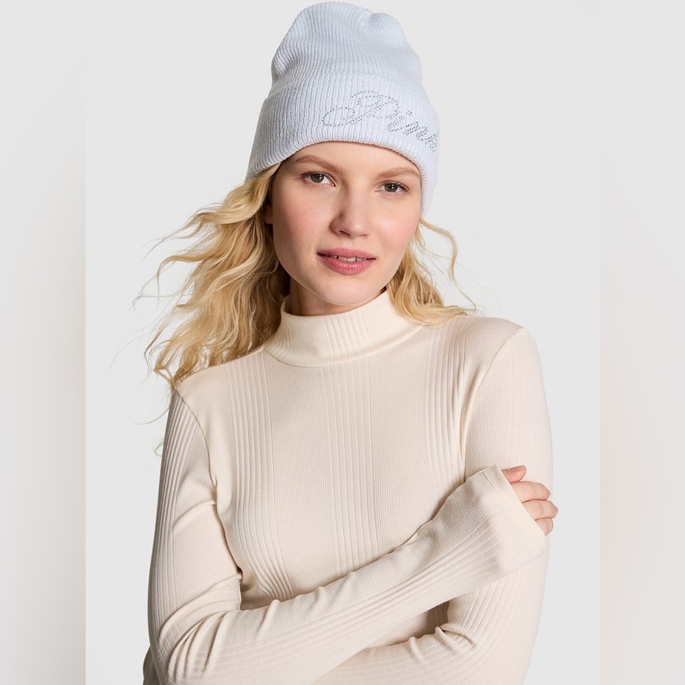 PINK Victoria's Secret White Beanie